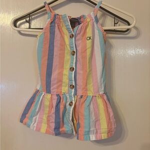 Girls Calvin Klein Jeans Pastel Striped Dress 100% Cotton Size 2T